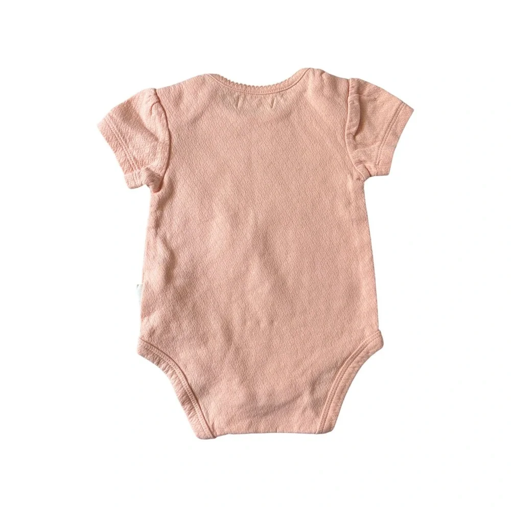 Rabbit Bear Organic Cotton Baby Girls Pink‎ Diamond Knit Bodysuit 6-9 Months